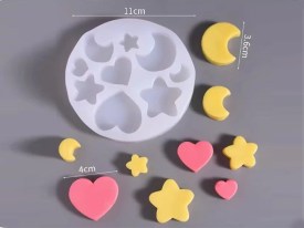 Molde silicona estrellas corazones y luna